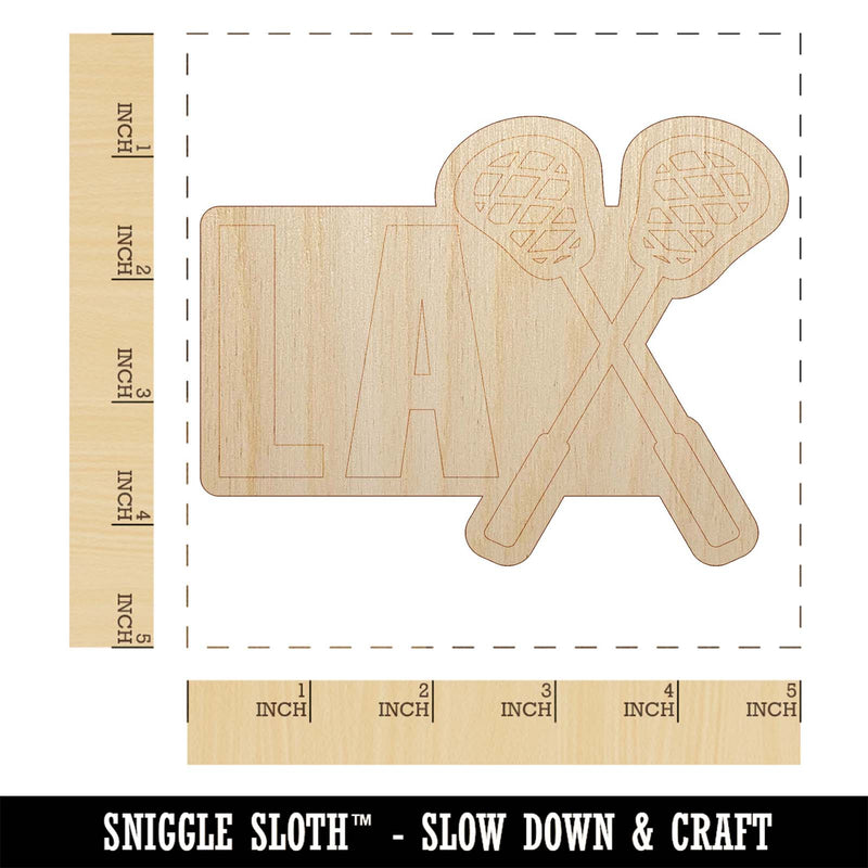 LAX Lacrosse Crossed Sticks Unfinished Wood Shape Piece Cutout for DIY Craft Projects