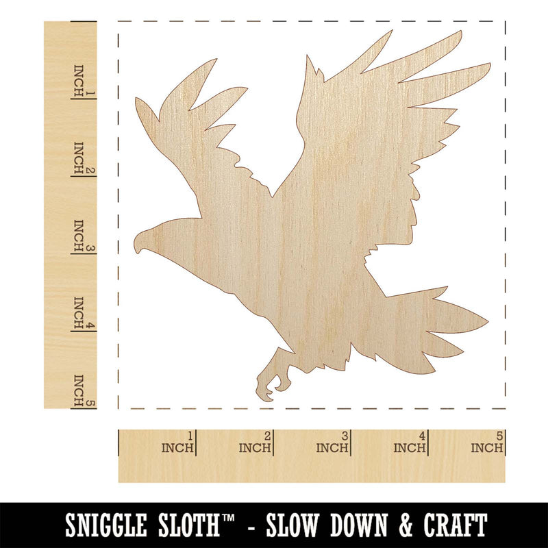 Patriotic American Bald Eagle Flying Unfinished Wood Shape Piece Cutout for DIY Craft Projects