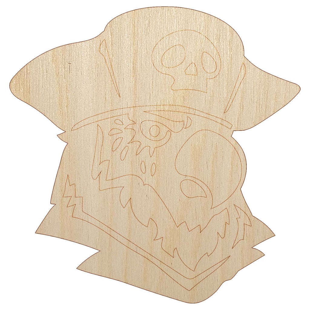 Pirate Parrot Bird with Hat Unfinished Wood Shape Piece Cutout for DIY Craft Projects