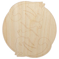 Yin and Yang Cats Curled Up Together Unfinished Wood Shape Piece Cutout for DIY Craft Projects