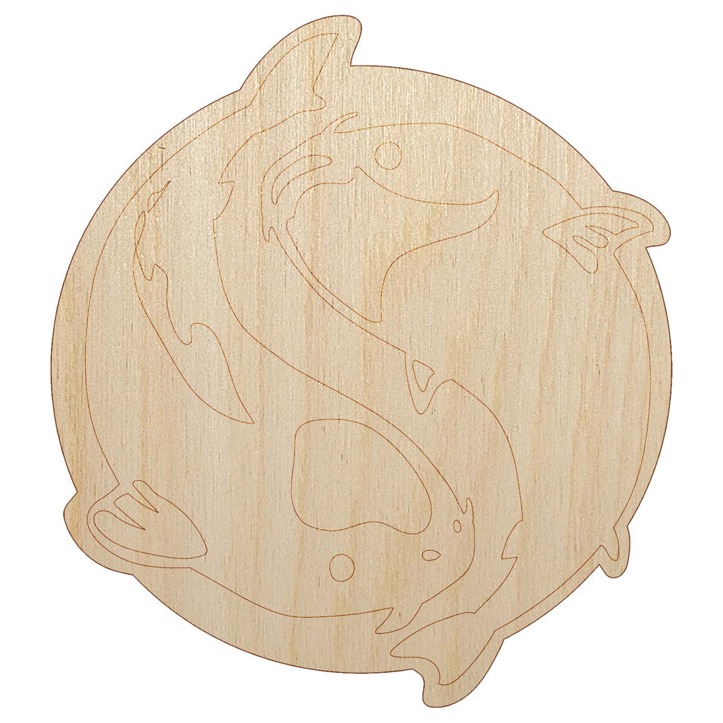 Yin and Yang Koi Fish Unfinished Wood Shape Piece Cutout for DIY Craft Projects