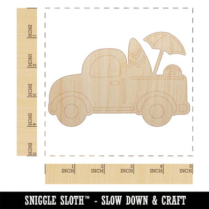 Cute Truck Summer with Surfboard Beach Ball Umbrella Unfinished Wood Shape Piece Cutout for DIY Craft Projects