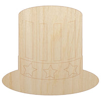 Fourth of July Patriotic Hat Unfinished Wood Shape Piece Cutout for DIY Craft Projects