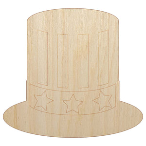 Fourth of July Patriotic Hat Unfinished Wood Shape Piece Cutout for DIY Craft Projects
