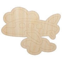 Airplane Flying Through Clouds Travel Trip Unfinished Wood Shape Piece Cutout for DIY Craft Projects