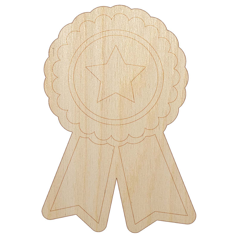 Award Prize Ribbon Unfinished Wood Shape Piece Cutout for DIY Craft Projects