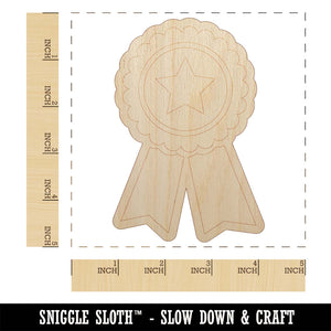 Award Prize Ribbon Unfinished Wood Shape Piece Cutout for DIY Craft Projects