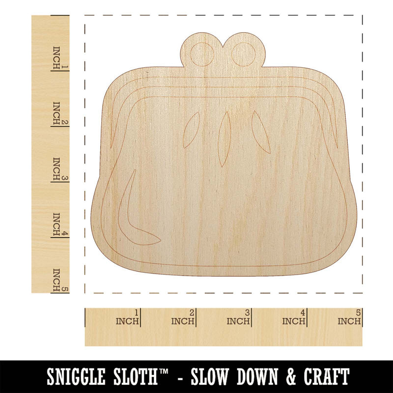 Coin Purse Unfinished Wood Shape Piece Cutout for DIY Craft Projects