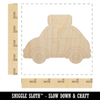 Cute Car with Suitcase Road Trip Travel Unfinished Wood Shape Piece Cutout for DIY Craft Projects