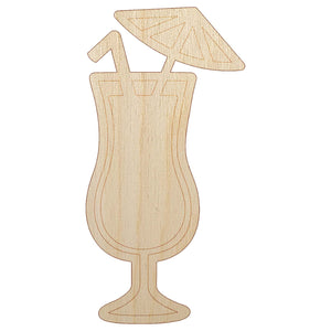 Daiquiri Cocktail Umbrella Drink Unfinished Wood Shape Piece Cutout for DIY Craft Projects