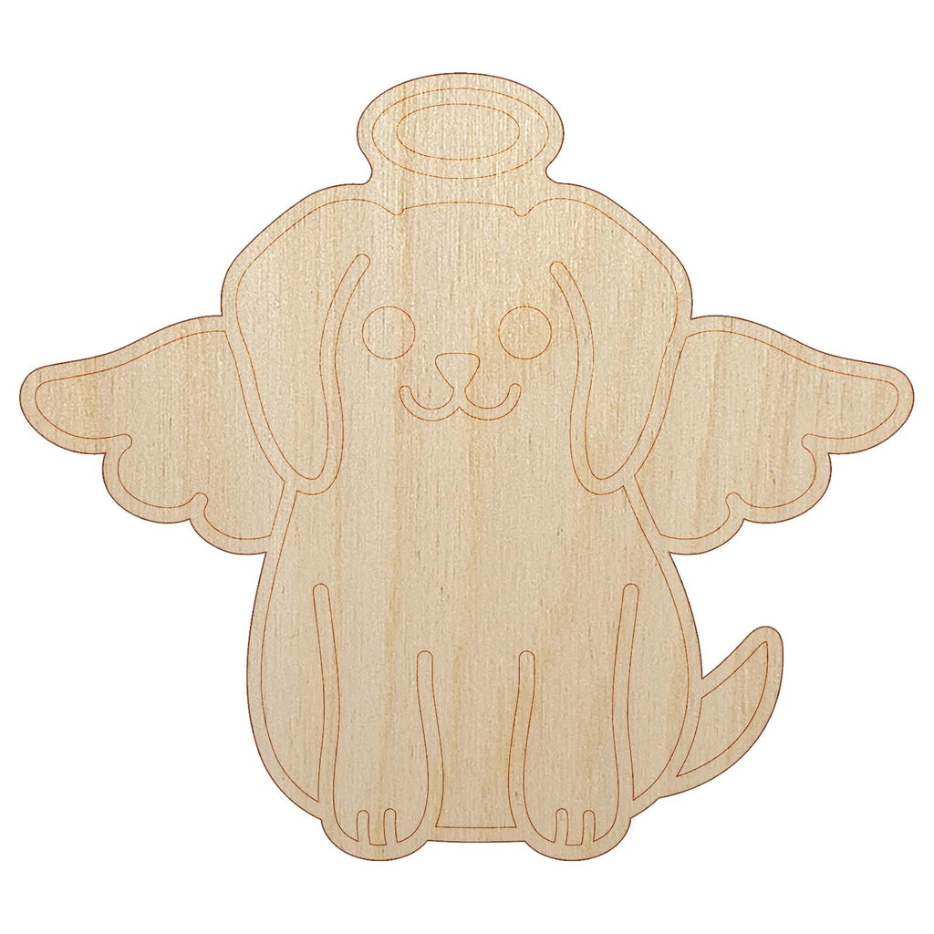 Dog Angel Unfinished Wood Shape Piece Cutout for DIY Craft Projects