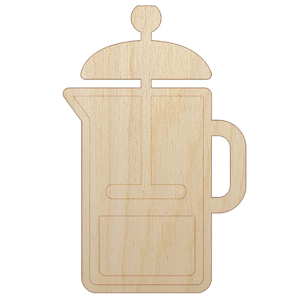 French Press Coffee Unfinished Wood Shape Piece Cutout for DIY Craft Projects