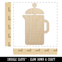 French Press Coffee Unfinished Wood Shape Piece Cutout for DIY Craft Projects