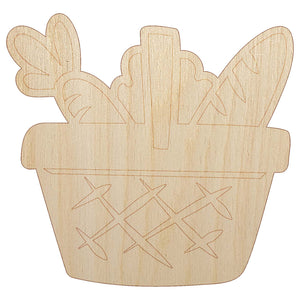 Grocery Basket Bread Carrot Unfinished Wood Shape Piece Cutout for DIY Craft Projects