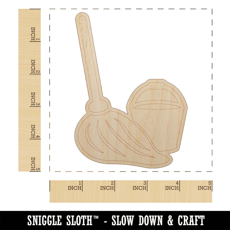 Mop and Bucket Cleaning Unfinished Wood Shape Piece Cutout for DIY Craft Projects