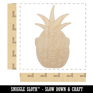 Pineapple with Sunglasses Unfinished Wood Shape Piece Cutout for DIY Craft Projects