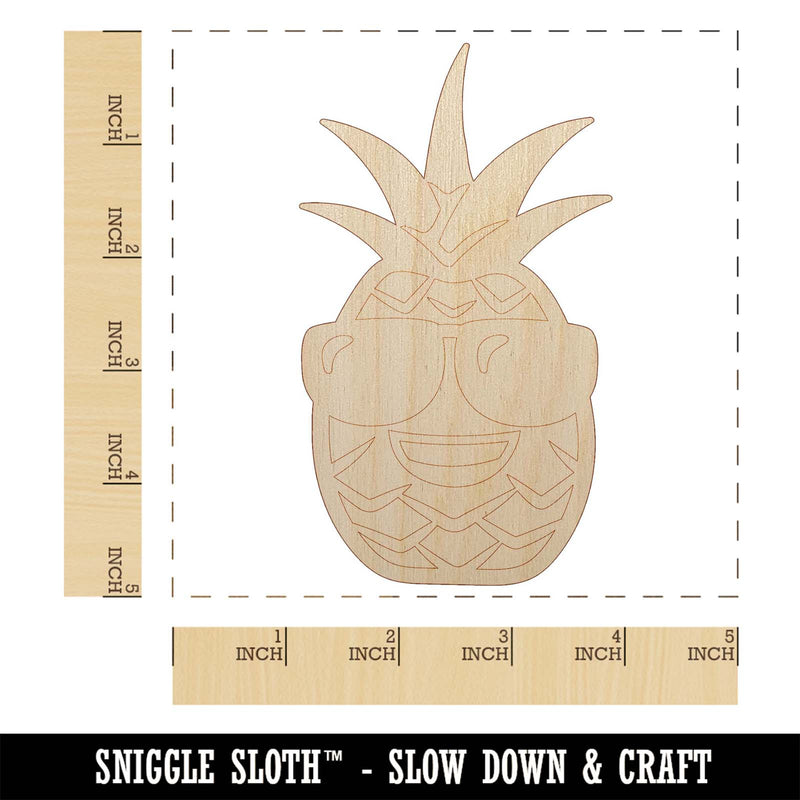 Pineapple with Sunglasses Unfinished Wood Shape Piece Cutout for DIY Craft Projects