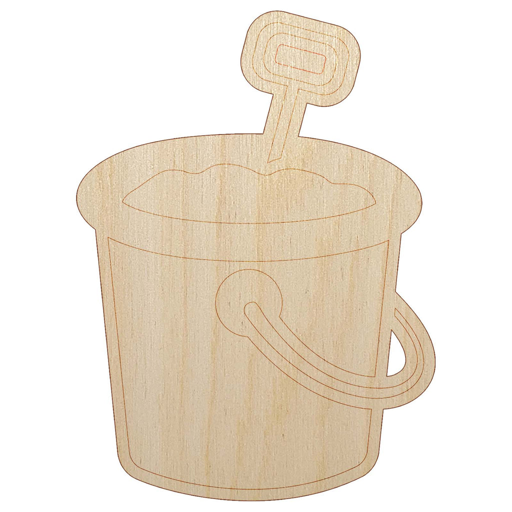 Sand Bucket Pail Unfinished Wood Shape Piece Cutout for DIY Craft Projects