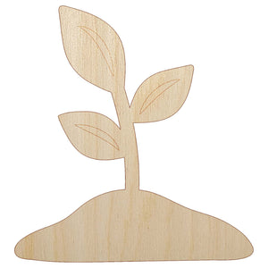 Seedling Growing Plant Unfinished Wood Shape Piece Cutout for DIY Craft Projects