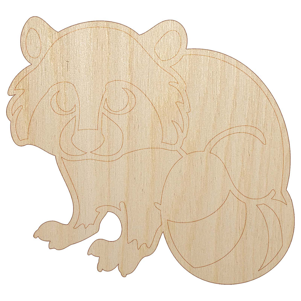 Baby Raccoon Woodland Animal Unfinished Wood Shape Piece Cutout for DIY Craft Projects