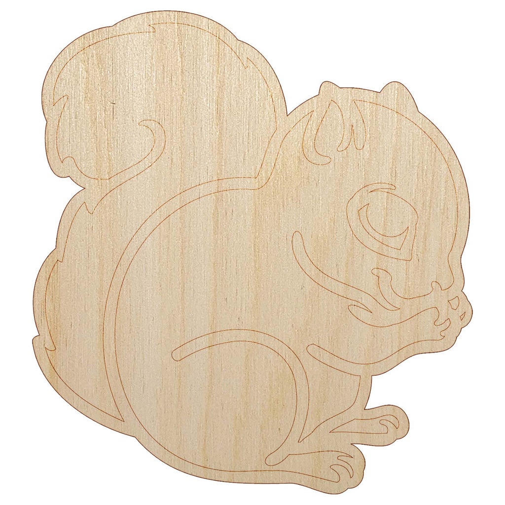 Baby Squirrel Woodland Animal Unfinished Wood Shape Piece Cutout for DIY Craft Projects