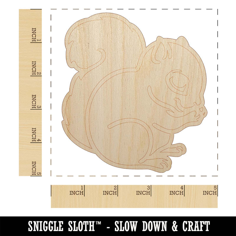 Baby Squirrel Woodland Animal Unfinished Wood Shape Piece Cutout for DIY Craft Projects