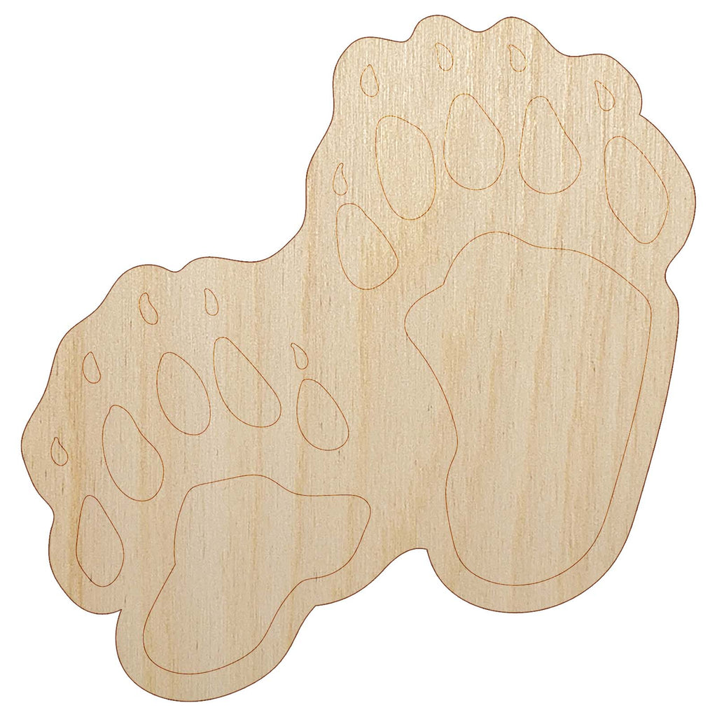 Bear Tracks Animal Paw Prints Unfinished Wood Shape Piece Cutout for DIY Craft Projects