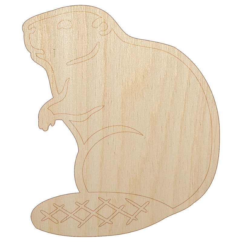 Beaver Sitting Unfinished Wood Shape Piece Cutout for DIY Craft Projects