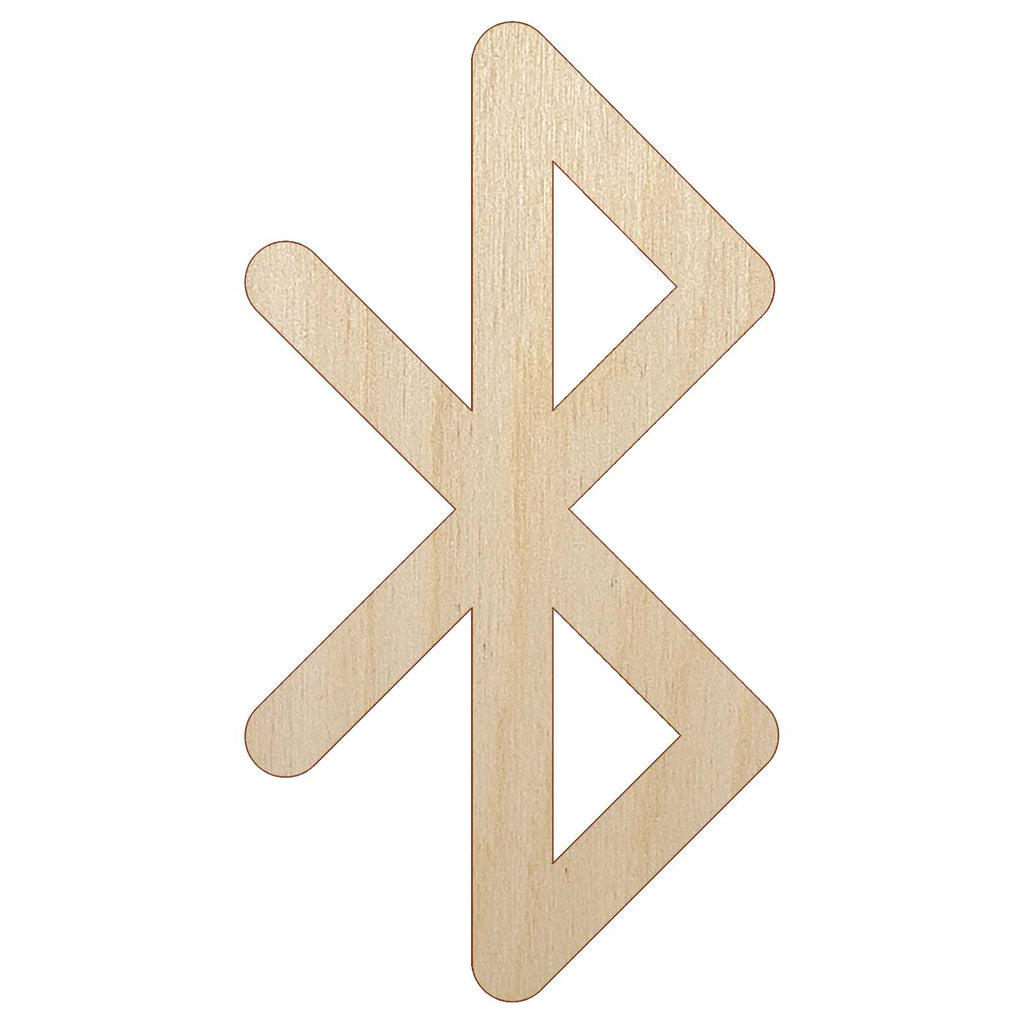 Bluetooth Symbol Unfinished Wood Shape Piece Cutout for DIY Craft Projects