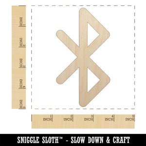 Bluetooth Symbol Unfinished Wood Shape Piece Cutout for DIY Craft Projects