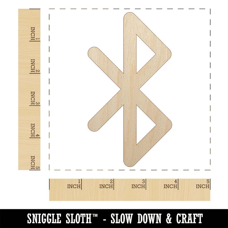 Bluetooth Symbol Unfinished Wood Shape Piece Cutout for DIY Craft Projects