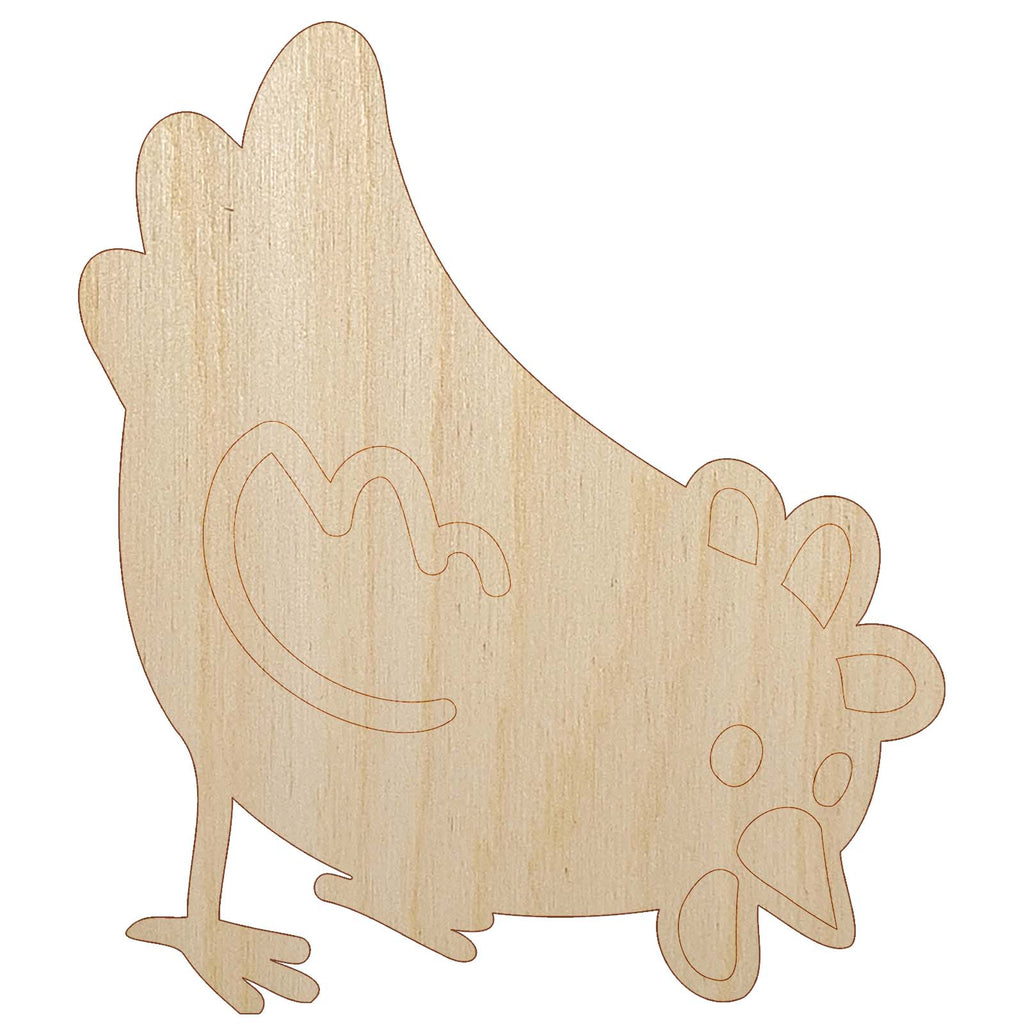 Cartoon Chicken Hen Pecking Ground Unfinished Wood Shape Piece Cutout for DIY Craft Projects