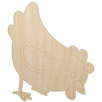 Cartoon Chicken Hen Pecking Ground Unfinished Wood Shape Piece Cutout for DIY Craft Projects