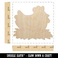 Cartoon Chicken Hen Sitting on Nest Unfinished Wood Shape Piece Cutout for DIY Craft Projects