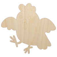 Cartoon Chicken Hen Trying to Fly Unfinished Wood Shape Piece Cutout for DIY Craft Projects