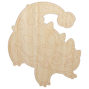 Chibi Ankylosaurus Dinosaur Unfinished Wood Shape Piece Cutout for DIY Craft Projects