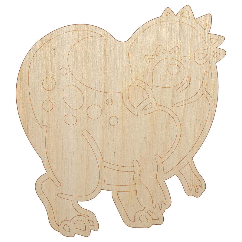 Chibi Pachycephalosaurus Dinosaur Unfinished Wood Shape Piece Cutout for DIY Craft Projects