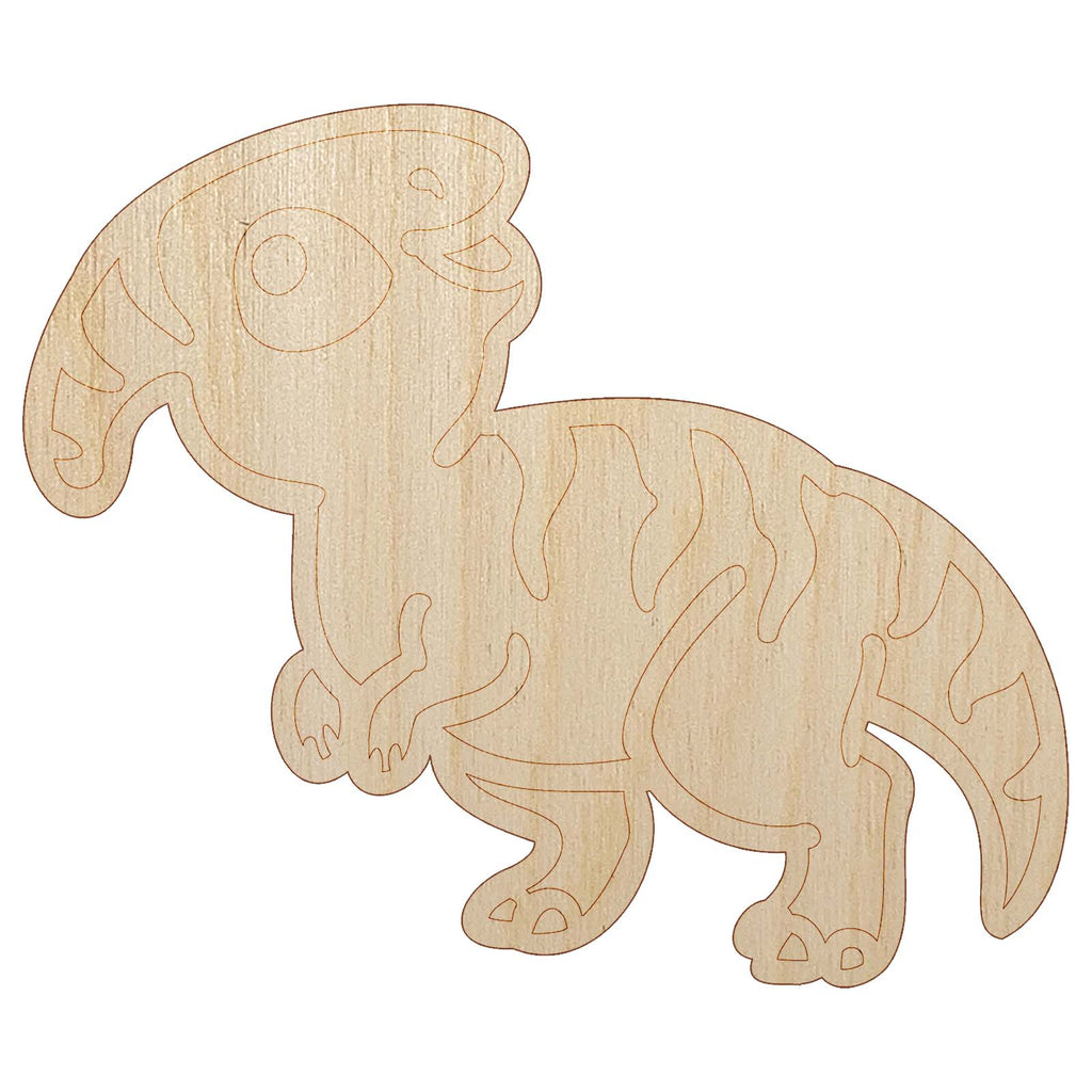 Chibi Parasaurolophus Dinosaur Unfinished Wood Shape Piece Cutout for DIY Craft Projects