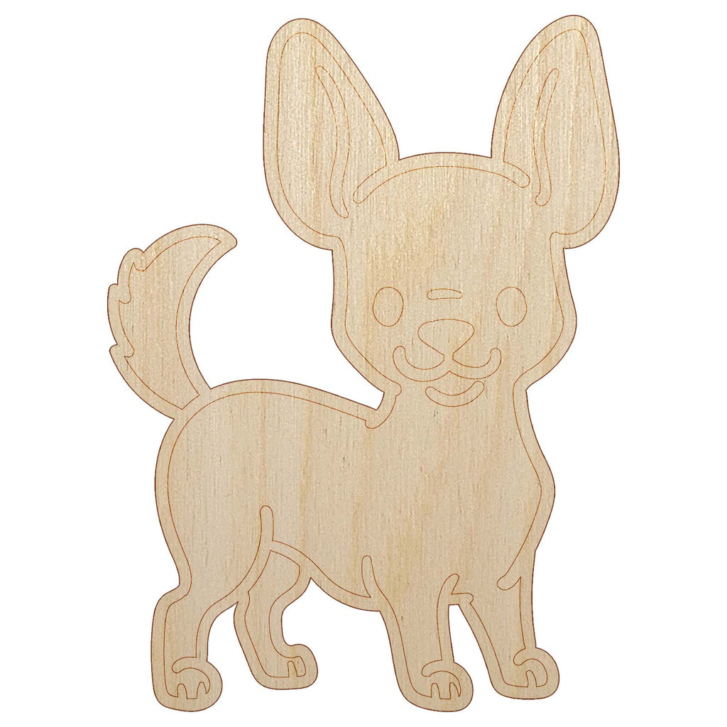 Chihuahua Standing Dog Unfinished Wood Shape Piece Cutout for DIY Craft Projects