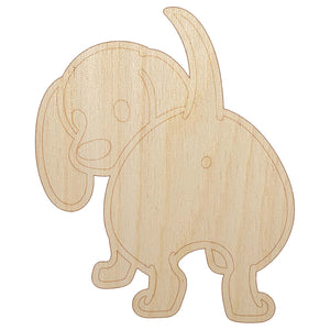 Dachshund from Behind Butt Wiener Dog Unfinished Wood Shape Piece Cutout for DIY Craft Projects