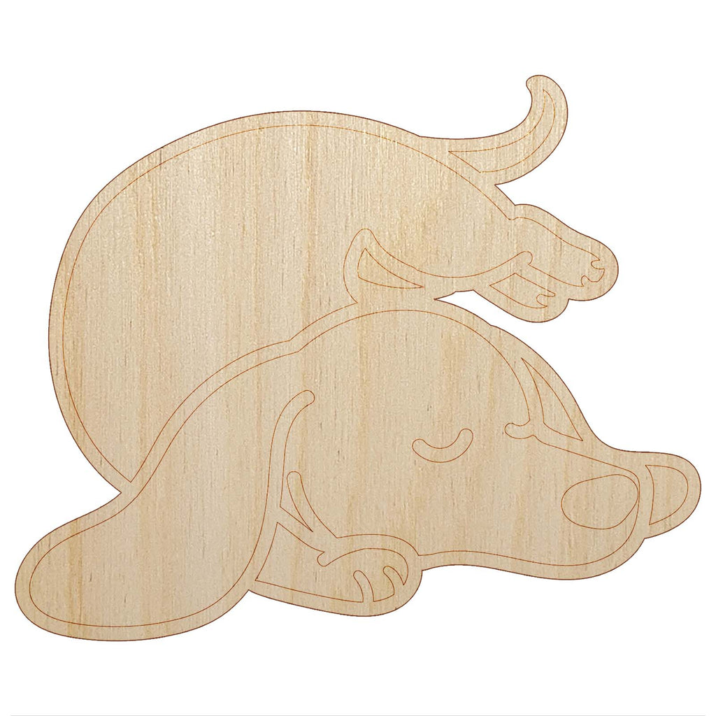 Dachshund Sleeping Wiener Dog Unfinished Wood Shape Piece Cutout for DIY Craft Projects