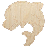 Debonair Jumping Dolphin Unfinished Wood Shape Piece Cutout for DIY Craft Projects