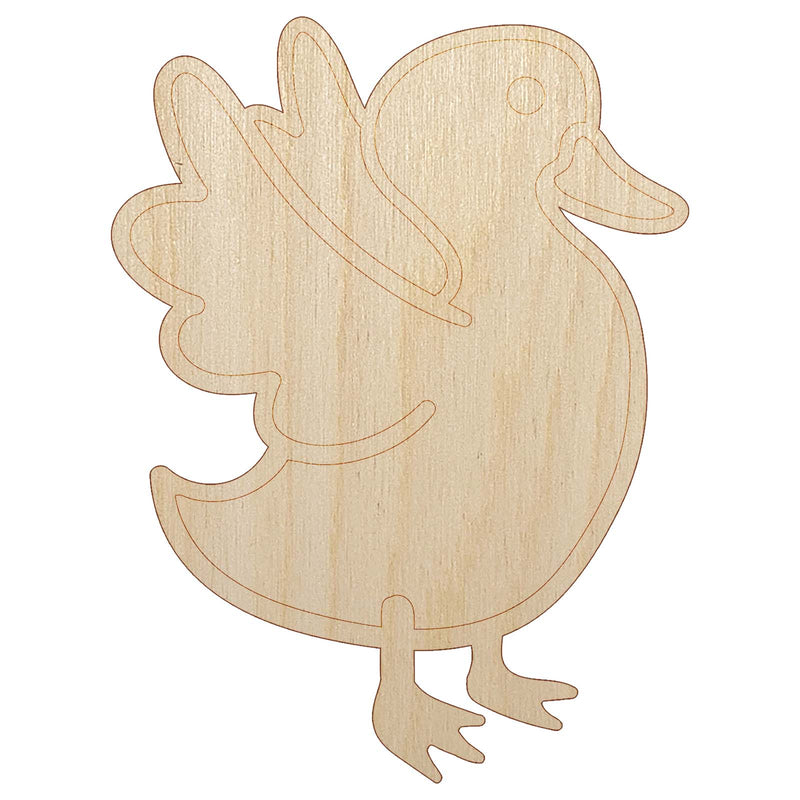 Delightful Duck Flapping Wings Unfinished Wood Shape Piece Cutout for DIY Craft Projects