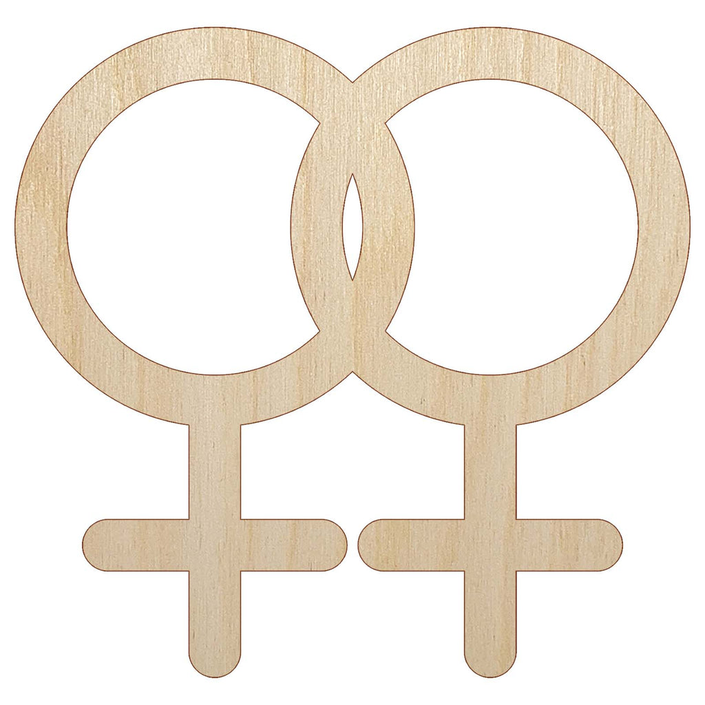 Doubled Female Sign Lesbian Gender Symbol Unfinished Wood Shape Piece Cutout for DIY Craft Projects