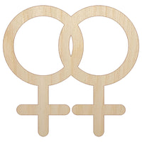 Doubled Female Sign Lesbian Gender Symbol Unfinished Wood Shape Piece Cutout for DIY Craft Projects