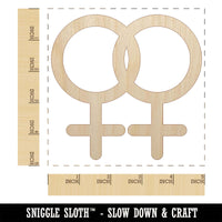 Doubled Female Sign Lesbian Gender Symbol Unfinished Wood Shape Piece Cutout for DIY Craft Projects