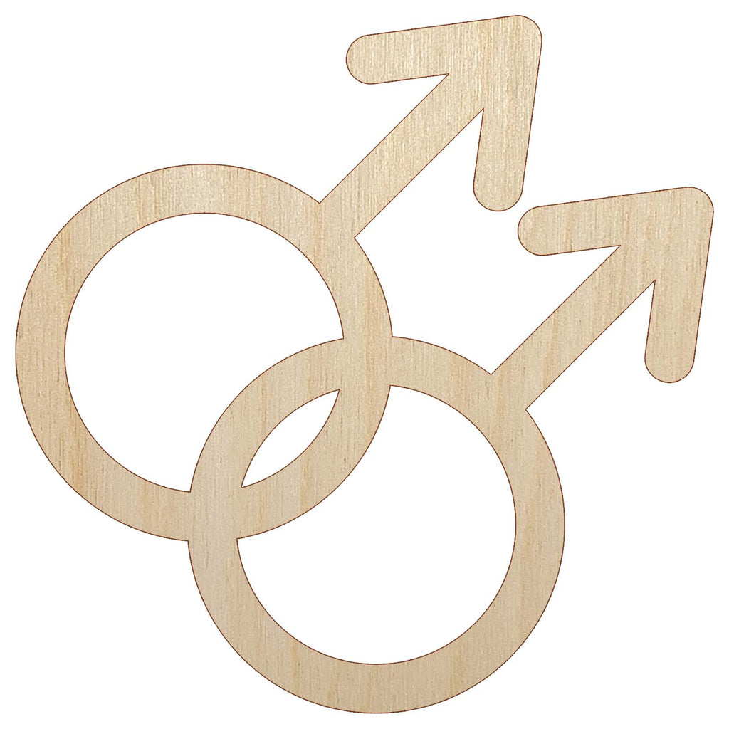 Doubled Male Sign Gay Gender Symbol Unfinished Wood Shape Piece Cutout for DIY Craft Projects