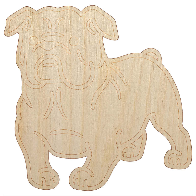 English Bulldog Standing Dog Unfinished Wood Shape Piece Cutout for DIY Craft Projects