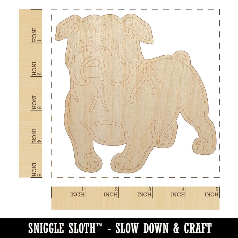 English Bulldog Standing Dog Unfinished Wood Shape Piece Cutout for DIY Craft Projects