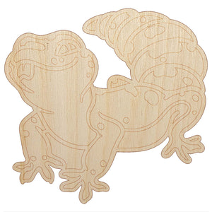 Fat Cute Leopard Gecko Lizard Reptile Unfinished Wood Shape Piece Cutout for DIY Craft Projects